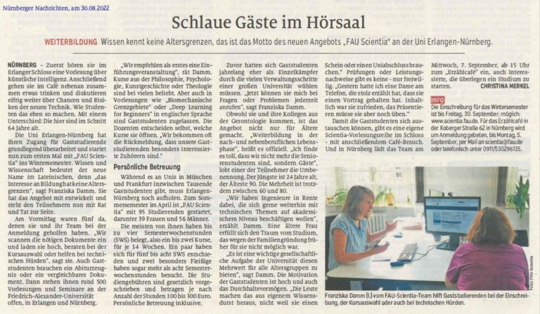 FAU Scientia in den Nürnberger Nachrichten