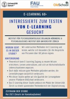 Zum Artikel "Teilnehmende für Studie zu E-Learning 60+ gesucht"